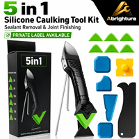 Kit de Herramientas de Acabado de Silicona 5 en 1 con Raspador de Acero Inoxidable y 6 Perfiles Reemplazables para Calafateo y Eliminación de Mortero