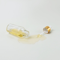 Bouteille Compte-Gouttes en Verre Haute Qualité Transparente pour Huile Essentielle ou Sérum, 5ml 10ml 15ml 20ml 30ml 50ml 100ml, avec Pipette Dorée 1oz