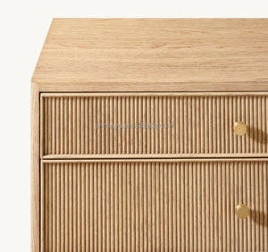 Comodino Moderno di Lusso Contemporaneo con 3 Cassetti in Legno Massello, Personalizzabile, Resistente, con Finitura a Doghe Francese - Product Image 3