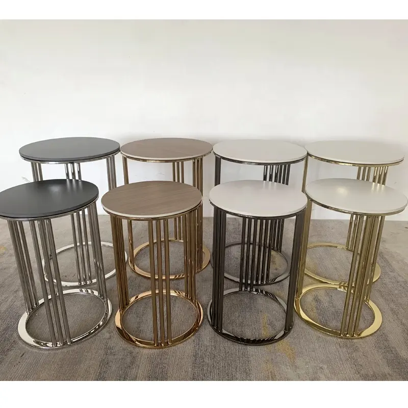 cheap modern wholesaler gold brass stainless steel small round coffee side table end table corner table for living room