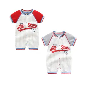 Wholesale baby cute fashion clothes short sleeve baseball uniform Baby boys Romper