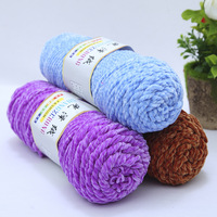 Fil Chenille Brillant à 3 Brins de 0,2 kg en Gros, Épais et Résistant, pour Écharpes en Velours, Chaussures, Matériaux de Crochet, Motifs Teints pour Tricot à la Main