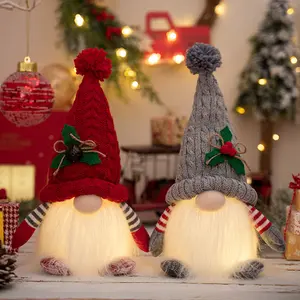 새로운 디자인 LED 크리스마스 그놈 봉제 그놈 led 빛 크리스마스 격언 크리스마스 장식