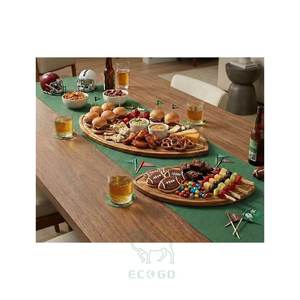 ECO GO Football <b>Shaped</b> Acacia Wood Cutting Board Charcuterie Tray 100% Eco-Friendly Serving Platter for Super Bowl Parties - Product Image 4