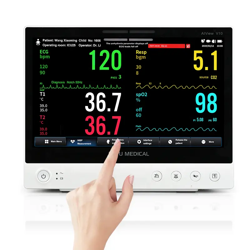 Lepu Harga Perlengkapan Rumah Sakit Medis Berdiri Monitor Jarak Jauh Multiparametros Tanda Penting AI Multi Parameter Monitor Pasien