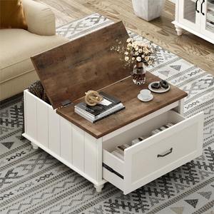 Table basse carrée élévatrice ferme stable avec armoire de rangement grand tiroir glissières de tiroir en métal lisse - Product Image 2