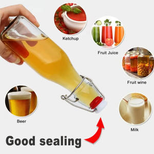 Botellas de vidrio cuadradas transparentes de 250ml y 1000ml con tapón abatible para <span class=keywords><strong>cerveza</strong></span> fría, alimentos enlatados, almacenamiento de líquidos, uso de salsa - Product Image 4