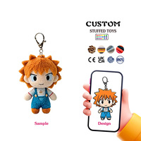 Porte-clés en peluche de coton personnalisé avec personnage mignon, OEM ODM, mini figurine humaine, pendentif de sac en forme de poupée à capuche de dessin animé, sûr