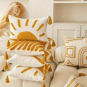 Bohemian Gold Sun Throw Pillows Rectangle Plush <b>Cushions</b> With <b>Tassels</b> For Sofa Bedroom Home Decor Geometric Pattern - Product Image 1