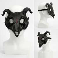 Masque Demi-Visage Vintage Gothique en Corne de Bœuf et Tête de Chèvre, Motif Animal Démon Maléfique, pour Festival, Fête, Cosplay, Carnaval et Tenues de Fête