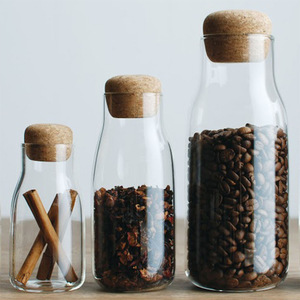 Wholesale 200ml 350ml 700ml High Borosilicate Transparent Glass Storage Jar with Cork Lid