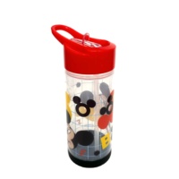 Bouteille d'eau portable en plastique de conception de dessin animé avec verres enduits de paille pour les enfants en déplacement pour la rentrée des classes