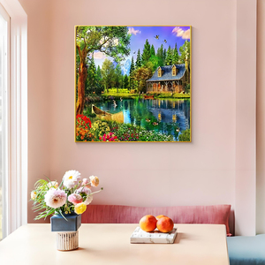 Naturale <span class=keywords><strong>primavera</strong></span> paesaggi quadrati pieni di pittura a diamante per i principianti Kit di arte delle pietre preziose per la casa Dec. - Product Image 2