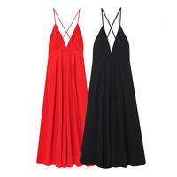 Robe longue élégante en mousseline de soie à col en V et dos nu, nouvelle collection été 2025, vente en gros transfrontalière pour le commerce extérieur 2816995