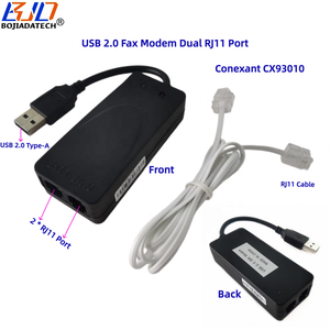 Módem de <span class=keywords><strong>Fax</strong></span> USB 2.0 Tipo-A Externo, Doble Puerto RJ11, Identificador de Llamadas, 56Kbps, V.92, V.90, Conexant CX93010, Compatible con WIN 11, 10, 7, XP, <span class=keywords><strong>Linux</strong></span> - Product Image 1