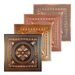 Paneles Decorativos Cuadrados de PVC para Techo, Color Cobre, para Interiores de Hoteles, Librerías y Bares, Fácil Instalación en Rejilla PL01 - Product Image 1