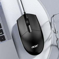 Mouse berkabel OAK910 Mini, tetikus optik berkabel 1000dpi hitam USB untuk Laptop
