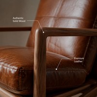 Fauteuil simple moderne, style rétro du milieu du siècle, fauteuil de salon en bois massif, chaise de détente pour balcon et chambre