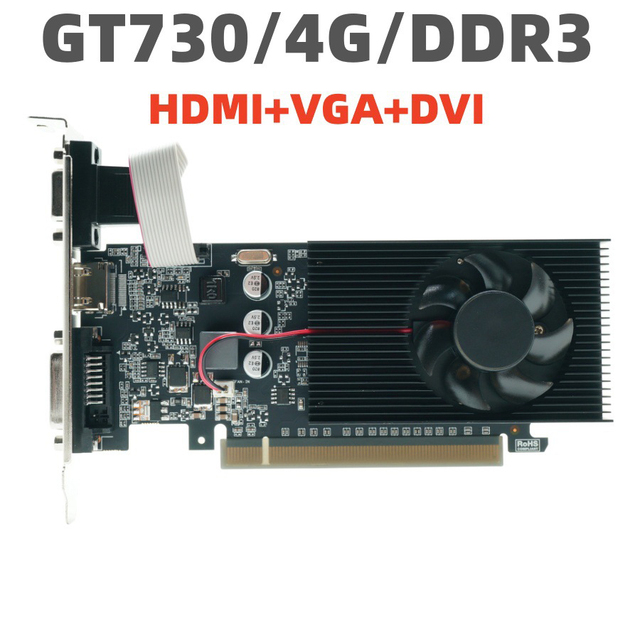 New GT730 4GB DDR3 Discrete Graphics Card with Fan Cooling for Desktop Use High-Definition Video and Office Applications
