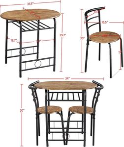 Best Seller 3-piece <strong>Dining</strong> <strong>Set</strong> 2-piece <strong>Small</strong> Kitchen and Table Chair <strong>Set</strong> with Metal Frame and Storage Shelf - Product Image 2