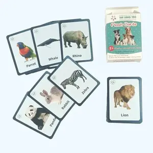 Custom Printed Paper Card English Learning Animals Flash Cards for Kids and Adults Playing Cards for Interactive Educational Fun