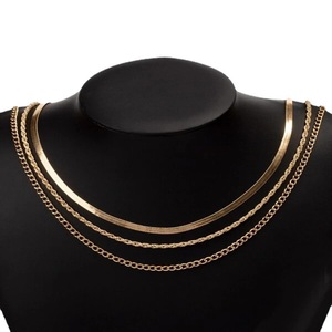 Collana a Catena Piatta Stratificata con Maglie Intrecciate per Donna, Gioielli Minimalisti alla Moda - Product Image 5