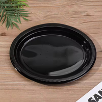 Plateaux ronds en plastique PP de qualité supérieure, réutilisables et jetables, noirs et blancs, pour les rôtis et les fruits de mer