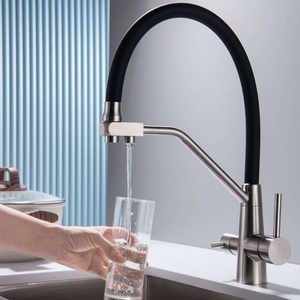 Robinet de lavabo moderne sans plomb en acier inoxydable 304, flexible, à poser sur comptoir, à 2 poignées, avec cartouche céramique, électroplaqué, col de cygne, pour hôtels et hôpitaux - Product Image 3