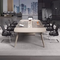 Table de conférence en bambou, design moderne, capacité 10 personnes, combinaison de chaises pour salle de réunion, boîte à câbles gratuite