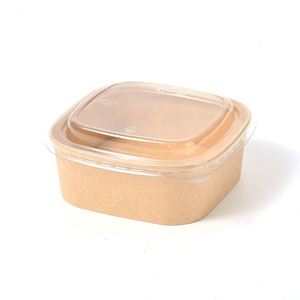 Tazón Cuadrado Desechable Ecológico de Papel Kraft para Ensaladas con Tapa Transparente, Apto para Microondas, Biodegradable, para Alimentos, para Camping, OEM - Product Image 4