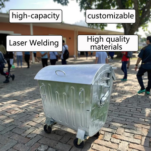 Thùng chứa rác ngoài trời bằng thép mạ kẽm lớn <span class=keywords><strong>1100L</strong></span>, thùng rác ngoài trời 300 gallon, thùng chứa rác tái chế đường phố, thùng chứa rác inox 120L miệng mở - Product Image 5