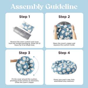 Cama de gato con diseño de donut azul para perros Jacquard Shaggy felpa antideslizante inferior interior calmante invierno cama para mascotas lindo cartón moderno - Product Image 4