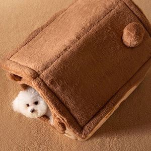 Cama para Mascotas con Diseño de Casa de Osito, con Forro Polar Ártico y Relleno de Poliéster, Acolchado de Esponja Suave, Cama de Moda con Diseño de Dibujos Animados para Perros y Gatos - Product Image 4