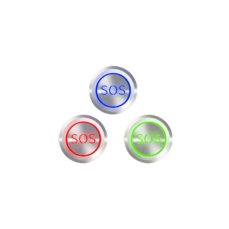 Interruptor de botão tricolor LED momentâneo preto RGB SOS metal 35mm SPST iluminado 12v