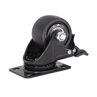 Roulettes industrielles robustes à plateau supérieur pivotant et verrouillable, en plastique PP noir, profil bas, 3 pouces, avec système Zerks