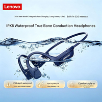 Écouteurs sportifs à conduction osseuse sans fil Lenovo S108 avec Bluetooth intégré, mémoire 32 Go, étanches et suppression du bruit ENC