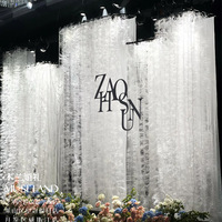 LANJO Rideau de fond de scène de mariage de luxe blanc ROMANTIC en cristal et perles, cercle de 3m/4m, pour événements et photomaton