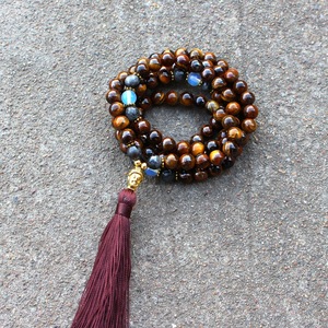 Collana Mala con 108 Perle in Occhio <span class=keywords><strong>di</strong></span> Tigre, Collana <span class=keywords><strong>di</strong></span> Preghiera Curativa in Pietra Naturale, Meditazione, Protezione Spirituale, Ciondolo con Nappina - Product Image 5