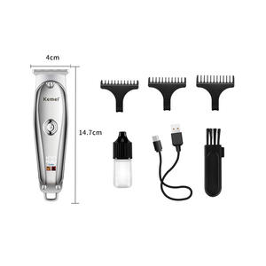 Kemei Km637 <b>Hair</b> <b>Clipper</b> Metal Body Usb Rechargeable Salon Professional 7000-9000rpm With Guide Combs And Oil - Product Image 1