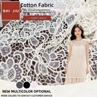 Tissu en maille florale respirant et hydrosoluble, dentelle 100% coton pour robe brodée ou hawaïenne, tissu en coton