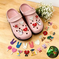 Accessoire de chaussure en caoutchouc lumineux DIY, motif lapin, cœur, fleur, pour chaussures à trous