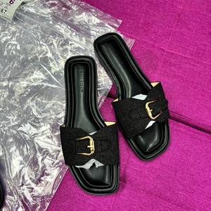 2024 été nouvelle ligne brodé <span class=keywords><strong>éponge</strong></span> gâteau plate-forme <span class=keywords><strong>plage</strong></span> sandales pour femmes semelle plate pour pantoufles épais surélevé vêtements d'extérieur - Product Image 3