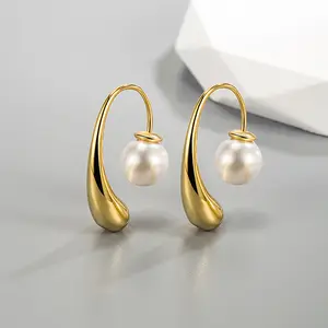 Squisito caldo all'ingrosso Premium moda goccia d'acqua perla gancio gioielli placcati oro orecchini donna donna 2023