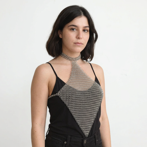Chaîne en acier inoxydable plaqué argent, forme irrégulière, collier de mode pour vêtements - Product Image 1