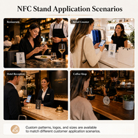 Carte NFC personnalisée en acrylique premium NTAG213 13,56 MHz et support NFC vierge avec code QR pour affichage de menu personnalisé