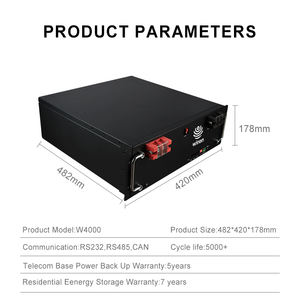 Batería LiFePO4 de 48V 5KWh 5-10kW IP20 para Montaje en Rack, Wiren W4000, 5000+ Ciclos, RS485 CAN, Almacenamiento de Energía Solar para el Hogar - Product Image 6