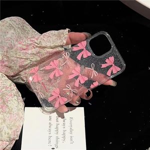 Estética transparente Bling Cute Pink Ribbon Bow TPU Phone Case <span class=keywords><strong>iPhone</strong></span> <span class=keywords><strong>15</strong></span> Pro Max Mujeres Navidad Compatible Móvil <span class=keywords><strong>a</strong></span> prueba de golpes - Product Image 5