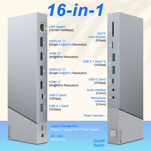 Hub USB-C 10 Gbps <span class=keywords><strong>DisplayPort</strong></span> 5K 60 Hz, double moniteur 4K 60 Hz universel, station d'accueil certifiée DisplayLink USB 3.2 - Product Image 3