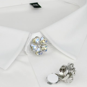 光沢のあるハート型ボタンカバー6色5葉ラインストーンシルバー銅ベースビジネスギフトカフスボタン - Product Image 1