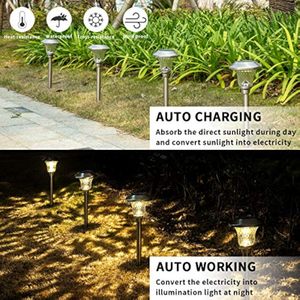 Lampes solaires de jardin en acier inoxydable et verre, lampes d'extérieur pour pelouse, lampes décoratives à insérer pour allées, terrasses, piscines et événements, couleur argent - Product Image 3